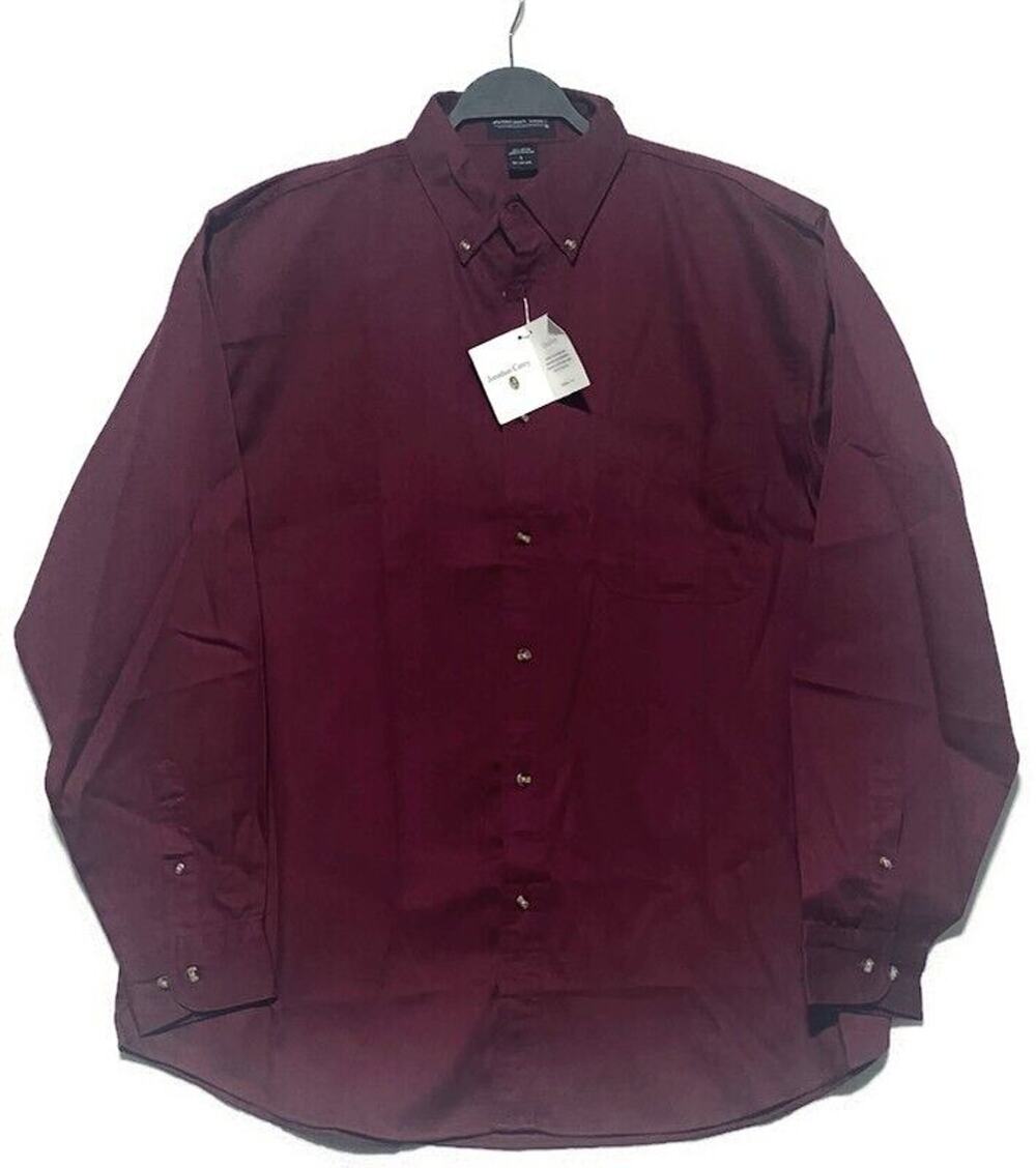 Jonathan Corey Men's Large Dress Shirt Red Burgundy Button Up Long Sleeve NWT